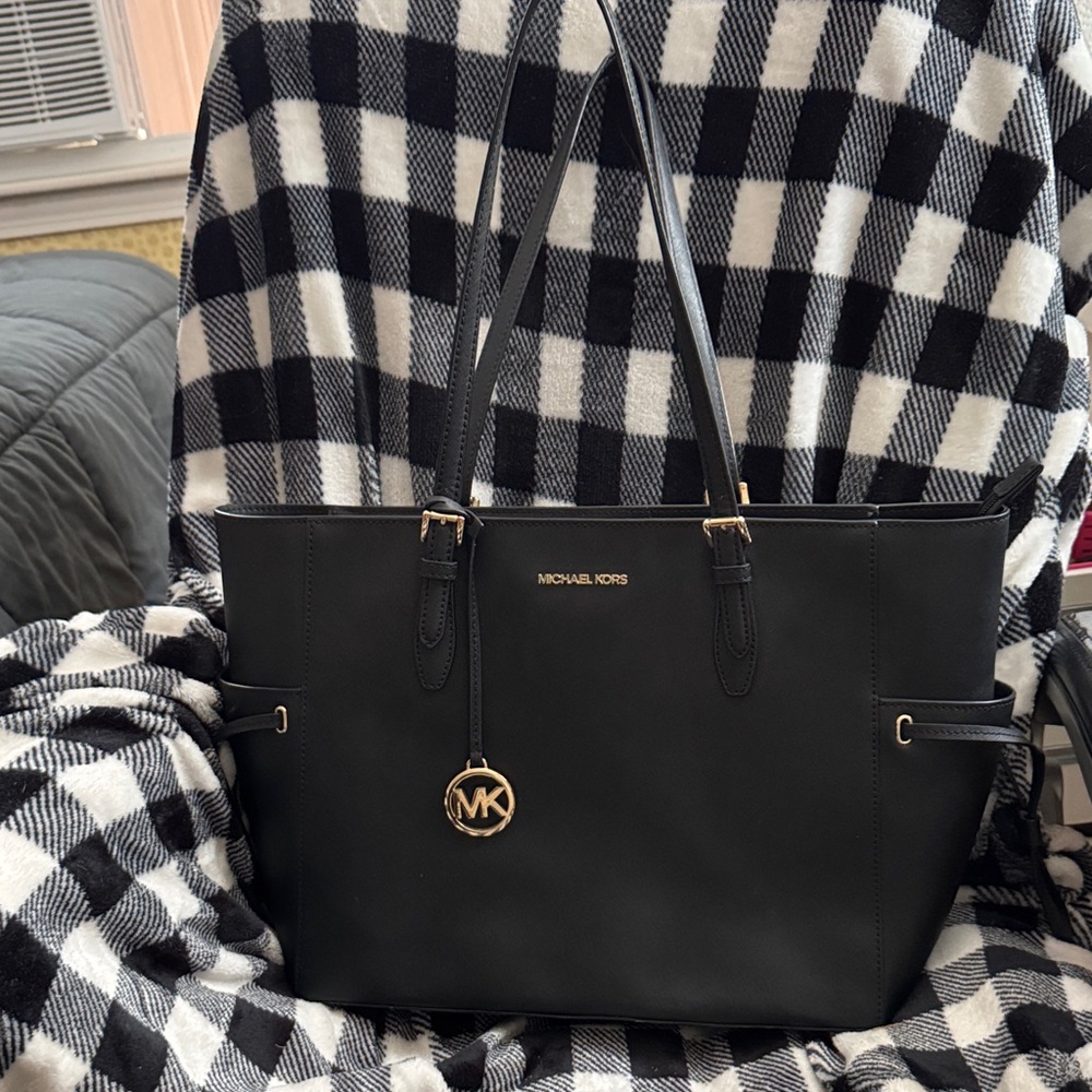 Michael Kors Black Tote with Gold Accents